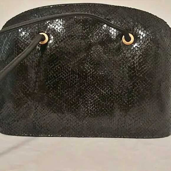 Shiny Snake embossed Leather Due Fratelli Bag - Picture 2 of 8